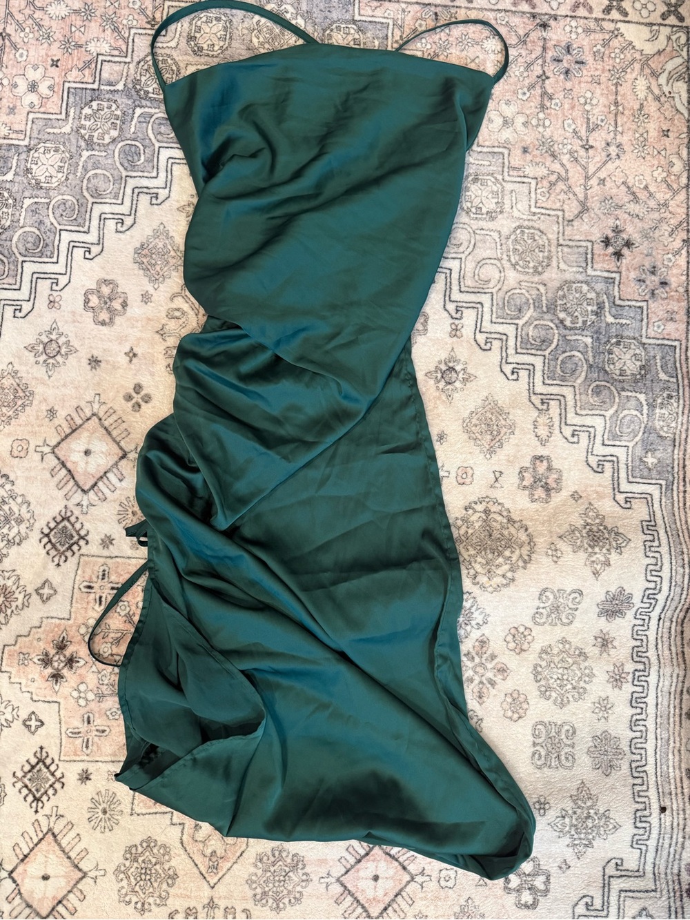 SHEIN Teal Satin Slip Dress